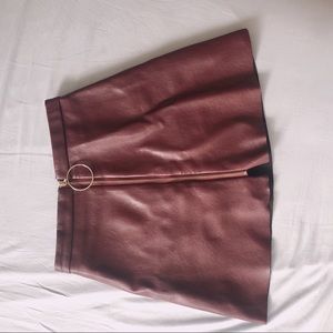 Burgundy faux leather mini skirt S